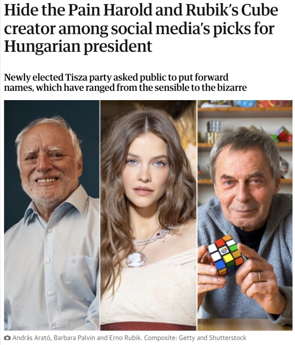 Hide the Pain Harold és a Rubik-kocka feltalálója is a közösségi média kedvencei a magyar köztársasági elnöki posztra