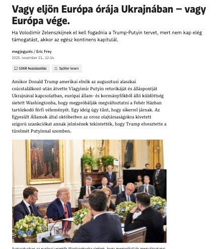 Ukrajnában vagy Európa ideje vagy a vége jön el