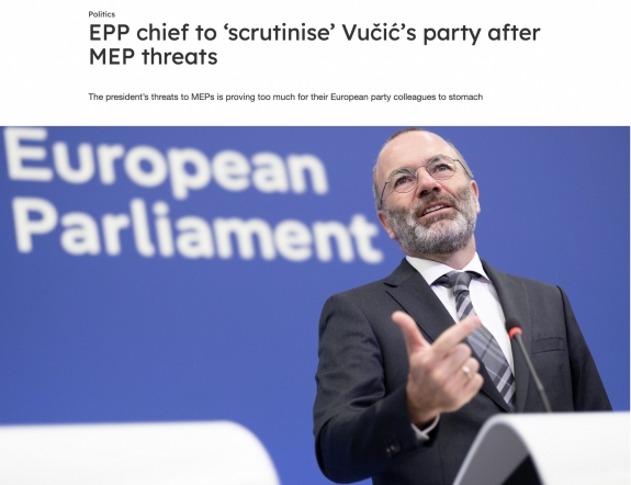 Az Európai parlament követelésére a Néppárt elnöke „kivizsgáltatja” Vučić pártját