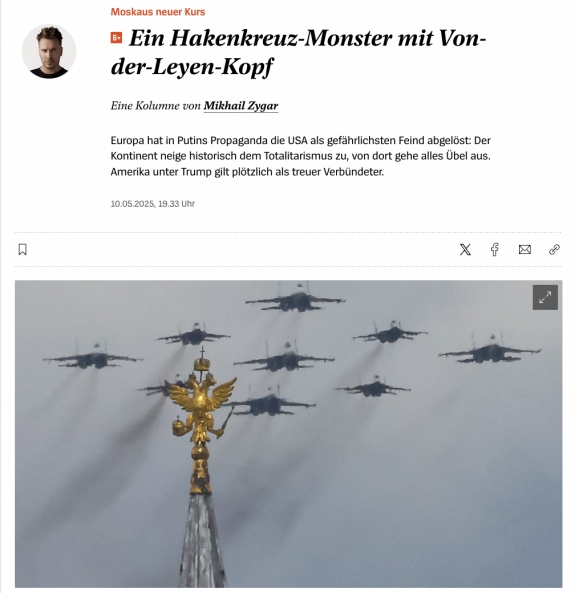 Egy horogkereszt-szörnyeteg Von der Leyen fejjel