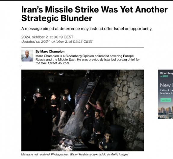 Hogy Irán kilőtte a rakétákat, az újabb stratégiai hiba volt a részéről 