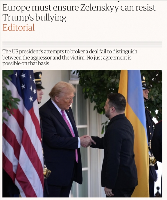 Guardian: Európának biztosítania kell, hogy Zelenszkij ellenálljon Trump zaklatásának