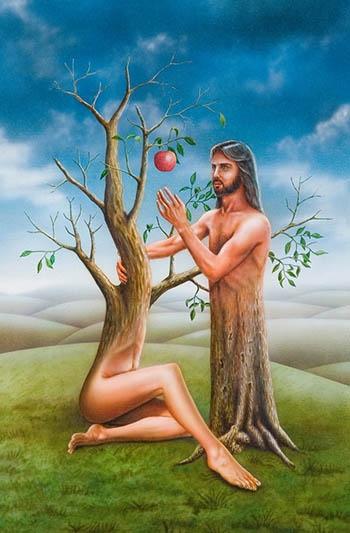 Ádám evett a tiltott fa gyümölcséből, ezért büntetésül feleségül kellett vennie Évát