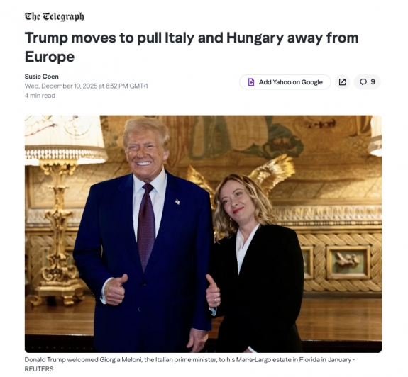 Trump megpróbálja elszakítani Olaszországot és Magyarországot Európától   