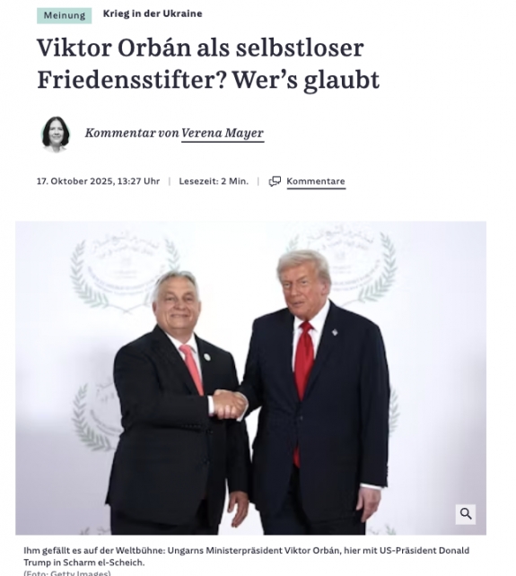 Orbán Viktor, mint önzetlen béketeremtő? Ki hiszi el?