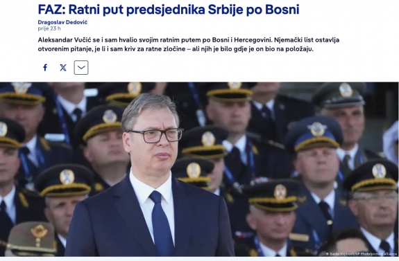 FAZ: Szerbia elnökének háborús útja Boszniában