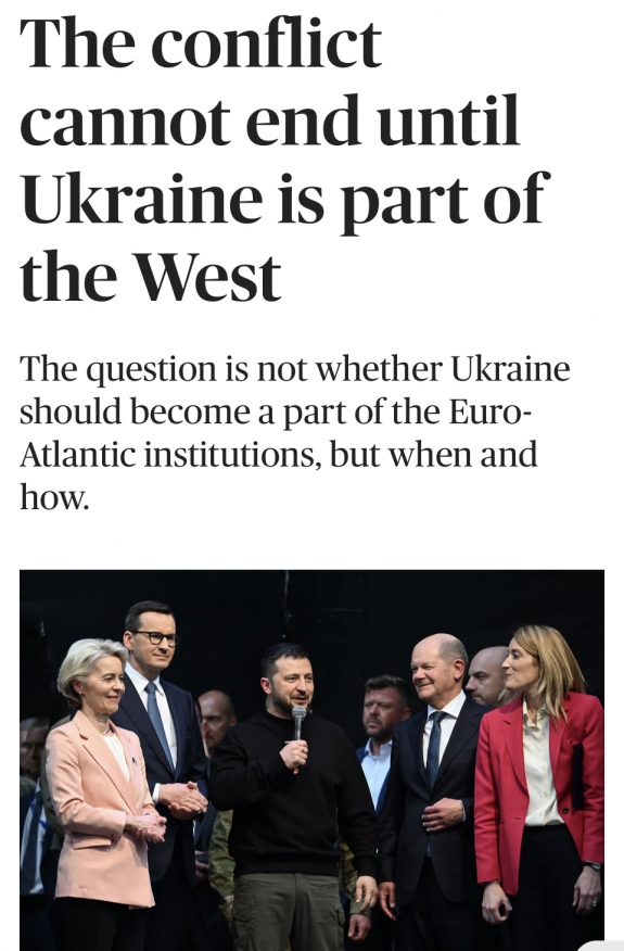 Addig nem ér véget a háború, amíg Ukrajna nem lesz a nyugat része