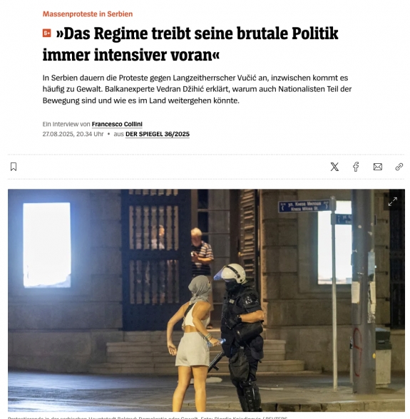 „A szerb rezsim egyre inkább érvényesíti brutális politikáját.”