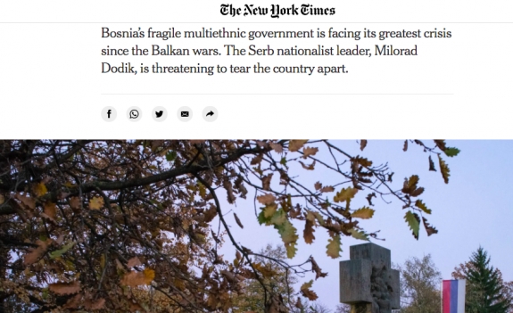 New York Times: Bosznia jelenleg olyan, mint egy lőporraktár