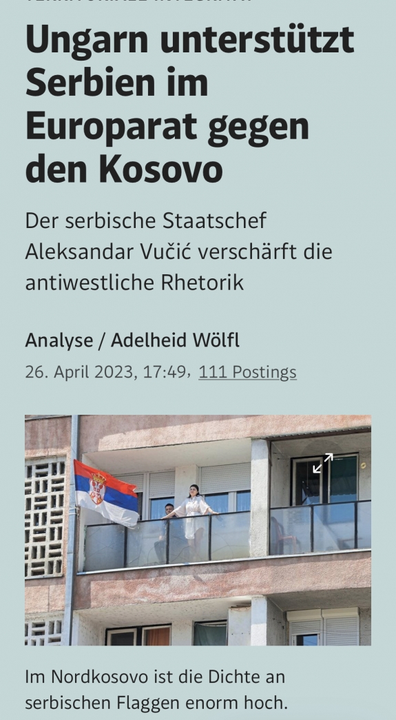 Magyarország az Európa Tanácsban Szerbiát támogatja, amely próbálja megakadályozni Koszovó felvételét