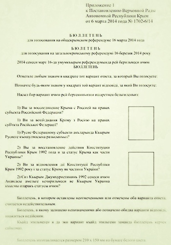 A rafinált krími népszavazás kérdése: igen vagy igen?