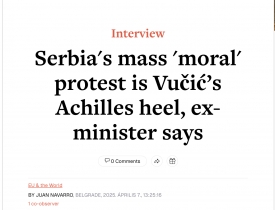 Vučić Achilles sarkát a tömegek erkölcsi tiltakozása jelenti