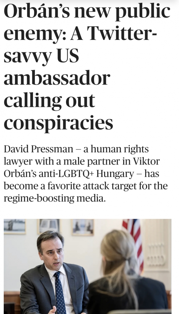 Orbán új közellensége David Pressman új amerikai nagykövet
