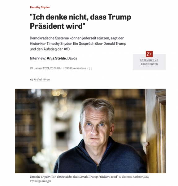 Timothy Snyder nem gondolja, hogy Amerikában Trump lesz az elnök 