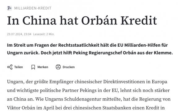 Orbánnak van hitele Kínában