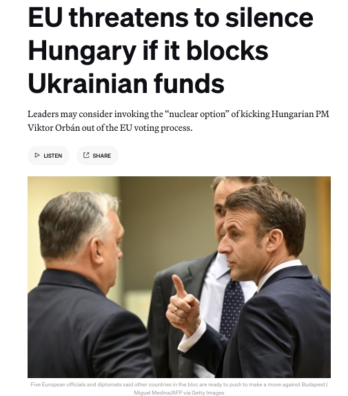 Politico: az EU megvonja a vétójogát Orbánnak, ha megvétózza az ukrán segélyt?